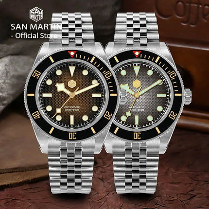 San Martin 3D Waffle Dial New 40mm Dive Watch NH35 Men's Watches Automatic Mechanical Sapphire Waterproof 200m Luminous SN0128
