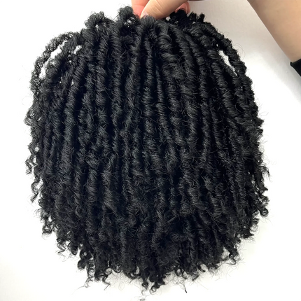 Short Dreadlock Braided Half Wig Black/Brown/Blonde/Gray Synthetic Soft Faux Locs Wigs Braiding Wigs for Black Women/Men