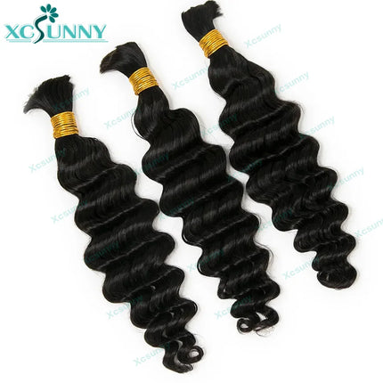 Loose Deep Wave Bulk Braiding Hair Extensions Unprocessed Bulk Human Hair For Boho Braids Wholesale Natural Color 4 30 27