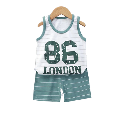 Vest+Shorts 2-Piece Clothing Set Cartoon Lion Pajamas Summer Kids Baby Boys Girls Cotton Casual Tracksuit Clothes Suit 1-6 Years