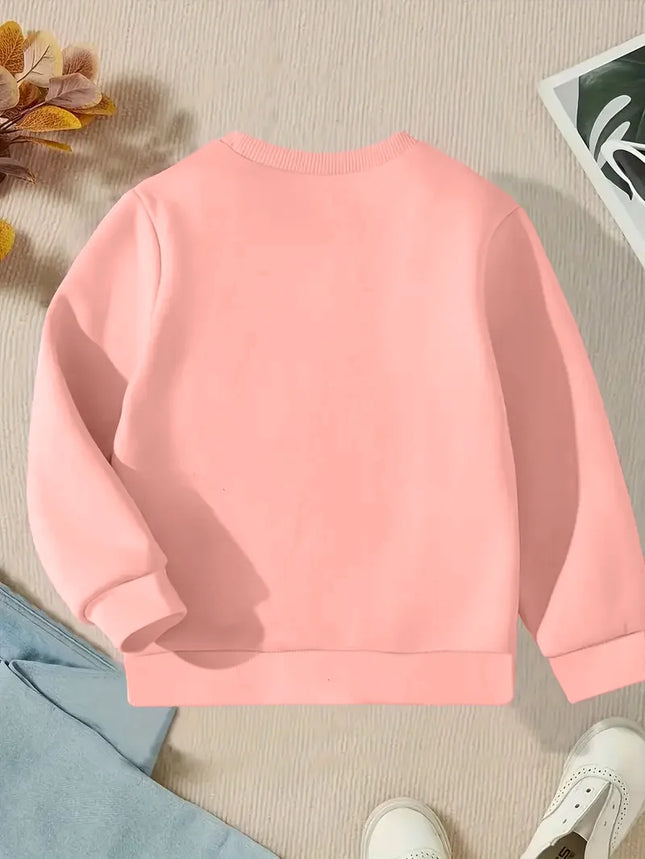 Autumn Casual And Fashionable Cartoon-Printed Round-Neck Hoodie For Girls