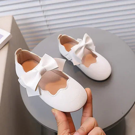 Girls Mary Jane Shoes Children Solid Color Bow Round-toe Bow 2024 New Kids Fashion Soft Moccasin Shoes Baby First Walker Shoes