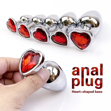 Metal Heart-shaped Butt Plug G-spot Massagers Masturbation Tools Beginner Anal Plug Adult Couple Sexual Health Adult Sex Toys
