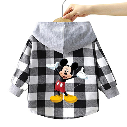 Spring and Autumn Children's Sanrio Cinnamoroll Shirts 1-12 Year Girls Checkered Hooded Blouse Fashion Cartoon Shirt Sweater