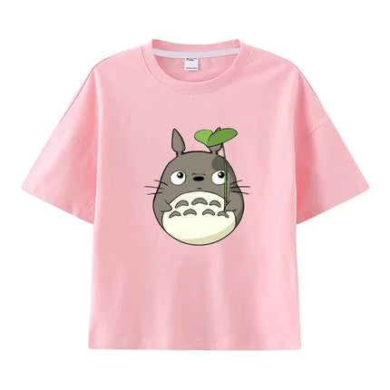 Summer Cartoon Miyazaki Totoro Print Children's Cotton T-shirt Short-sleeve Street Fashion Girls Clothes Cute Funny Kid Tees Top
