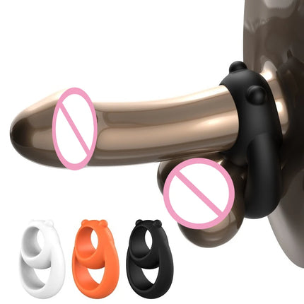 Silicone Penis Ring Bear Cock Ring Dick Scrotum Ball Stretcher Erection Cockring Ejaculation Delay Sex Toys for Men
