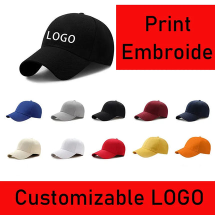 Customized LOGO Men's And Women's Adjustable Baseball Cap Printed Embroidery Peaked Cap Casual Solid Color Hip-Hop Hat