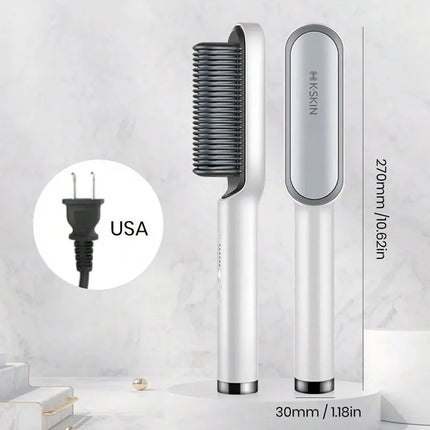 KSKIN 2 In 1 Hair Straightener Brush Multifunctional Professional Hair Straightening Comb Anti-Scald Quick Heating Hair Styling