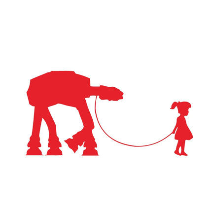 A Girl and Her AT-AT Imperial Walker Sci-Fi Vinyl Sticker For Girl's Laptop Creative Decor Car Window Decoration