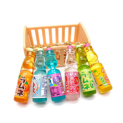 New Simulation Marbles Bobble Soda Key Chain Japanese Cute Ramune Soda keychain Miniature Dollhouse Ornaments Bag Accessories