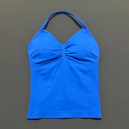 HISTELLO Impact Longline Strappy Top Sports Yoga Vest Women Fitness Tank Top Gym Beautiful Open Back Bra Running Workout Halter