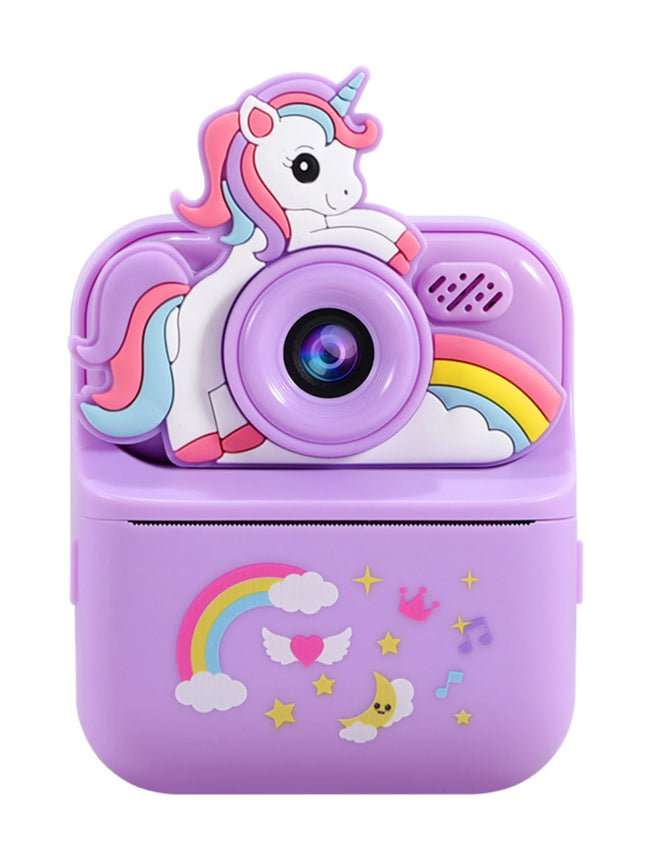 Children's Instant Camera Unicorn Cartoon Design High-Definition Dual Camera Thermal Instant Printing Can Take Photos and Videos Educational Toy Gift/Cartoon Unicorn Children's Digital Camera Thermal Instant Printing Instant