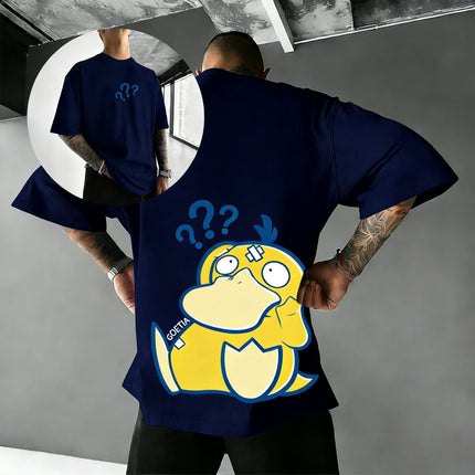 Pokemon Anime Psyduck Printed T-shirt Men's and Women's T-shirt Men's Tops Harajuku Y2K T-shirt 2026 Summer New Tee Streetwear