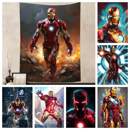 Iron Man Red Flash Backdrop for Birthday Party Decor Hero Marvel Superhero Background for Baby Shower Party Cake Table Supplies