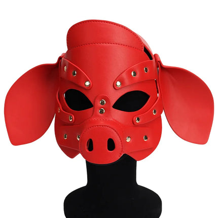 Slave Roleplay Erotic Costumes of Leather Pig Head Hood Mask for Men Gay Bdsm Bondage Pet Play Headgear Sex Toy Exotic Accessory