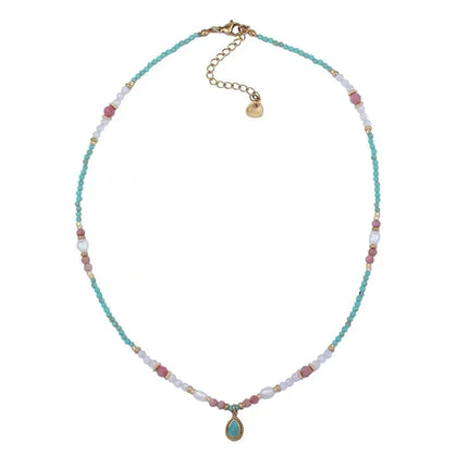 Natural Stone Pearl Bead Chain Water Droplet Pendant Necklace 2025 Fashion Jewelry For Women's Sexy Collarbone Chain Accessories