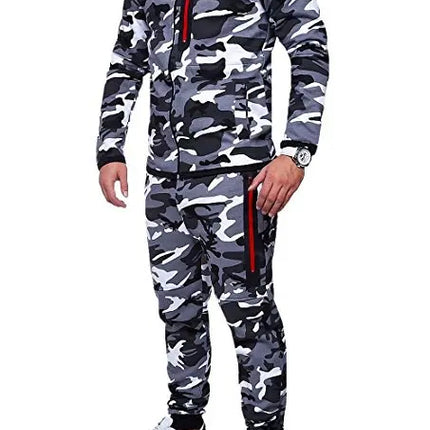 2025 New Men's Sportswear Set Two-piece Casual Jogging Warm Breathable Fitness Sportswear Set Military Tactical Hoodie + Trouser