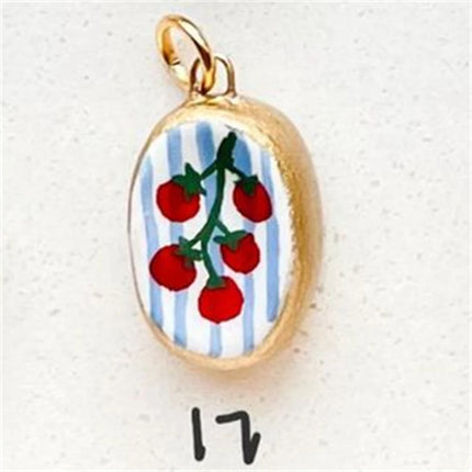New Cartoon Series Strawberry Charm DIY Oil Drip Painting Colorful Charm Necklace
