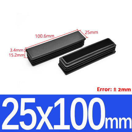 Black Plastic Square Oblong Pipe Plug 13x13mm~100x100mm Insert Table Chair Furniture Foot Cover Anti Slip Blanking End Cap