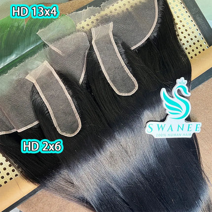 Light Yaki Straight 2x6 13x4 Skin Melted HD Lace Closure Only Middle Parting Pre plucked Human Hair For Women Hair Natural