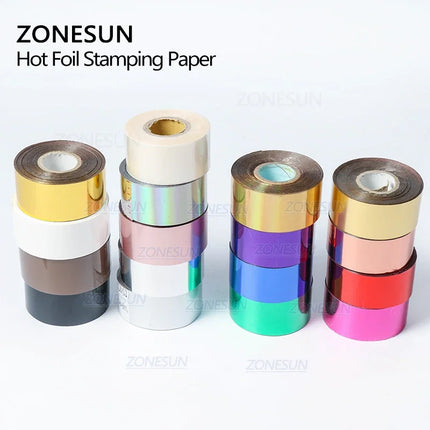 ZONESUN Hot Stamping Foil 3cm Hot Stamp Ribbon Date Coding Foil Paper Hot Embossing Foil Paper Make Colorful Logo