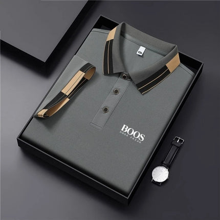New men's high-quality short-sleeved polo shirt, summer fashion, casual, sweat-absorbing, breathable, cool T-shirt top