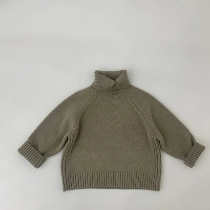 Kids Sweaters Boys Knit Pullover Solid Girls Turtleneck Sweater Knit Outwear