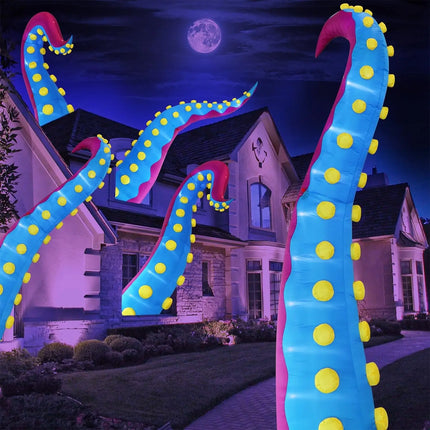 Halloween Inflatable Octopus Tentacle Giant Purple Tentacle With Blower LED For Outdoor Events Commercial Stage Roof Party