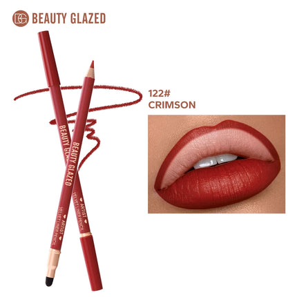 1pc Beauty Glazed Artist Velvet Lipliner Pencil With Sponge brush,Weightless Precise Liner with Super Soft Blendable Texture