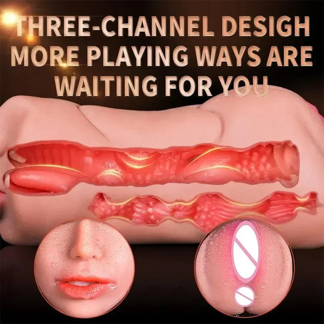 3 IN 1 Sex Toys Masturbation For Men Deep Throat Artificial Real Pussy Oral Male Masturbator Blowjob Realistic Rubber Vagina