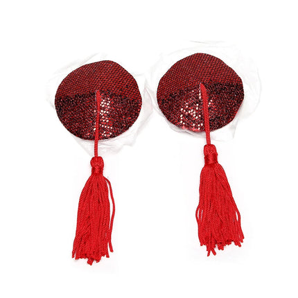 1 Pair Tassel Sequins Round Nipple Stickers Women Sexy Bra Nipple Cover Self Adhesive Reusable Wear Bra Pasties Chest Stickers