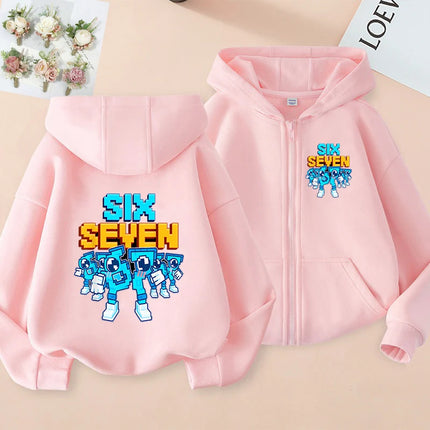 Hot Six Seven Zip Up Hoodies Children's Funny 67 Brainrot Sweatshirts Clothes Kid Girl Boy Zipper Hoody Baby Casual Fashion Tops