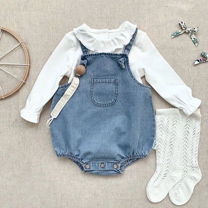 2025 Baby Boy Girl Romper Cowboy Sleeveless Jumpsuit Toddler Baby Boy Girl Romper Solid Color Boy Casual Costume Baby Romper
