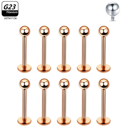 10pcs/Lot G23 Titanium Labret Lip Piercing Jewelry Not Allergic 16g 6/8/10/12mm Barbell Tongue Bar Tragus Snug Daith Earring