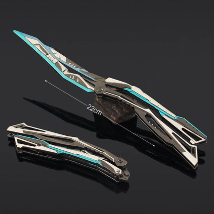 Folding Butterfly Knife Trainer Model Toy – 22 cm Zinc Alloy Practice Blade, Safe Unsharpened,  Collectors & Beginners