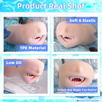 YUU Sea Predator Mouth Male Masturbator Real Mouth Deep Throat Pocket Pussy Blowjob with Fangs Tongue Masturbation Toys Oral Sex