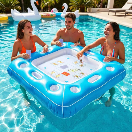 Thick Waterproof Inflatable Floating Game Table with Waterproof Cards, Multi-use Pool Beach Spa Toy, Lovely Summer Party Gift