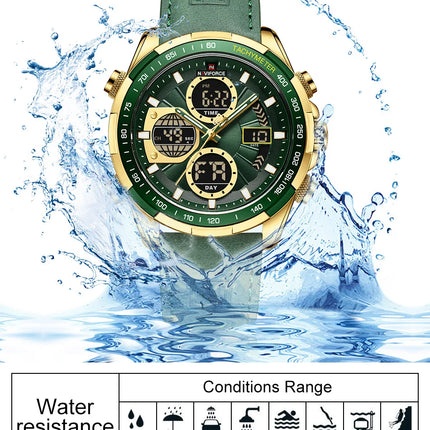 New NAVIFORCE Watches for Men Leather Mens Military Sport Waterproof Watch Quartz WristWatch Chronograph Male Clock