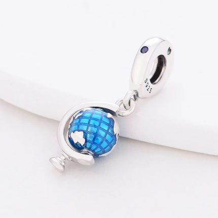 Blue Series 925 Sterling Silver Owl Butterfly Pirate Ship Car Beetle Clogs Charm Fit DIY Bracelet Necklace Fun Matching Gifts