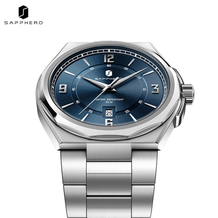 SAPPHERO Luxury Men's Watches Date Display Stainless Steel Watch Strap Men's Gifts Travel Essentials Waterproof Wristwatch
