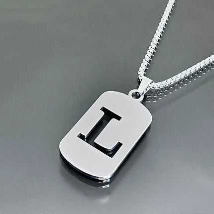 Fashion Punk A-Z Initial Tag Letter Stainless Steel Pendant Necklaces for Men Women Wholesale Jewelry Lot Collar Jewelry Goth