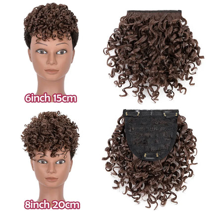 Snoilite Synthetic Afro Puff Bangs Hairpiece Short Kinky Curly Hair Bun For Women Girls Short Chignon Hair Extension Black Brown