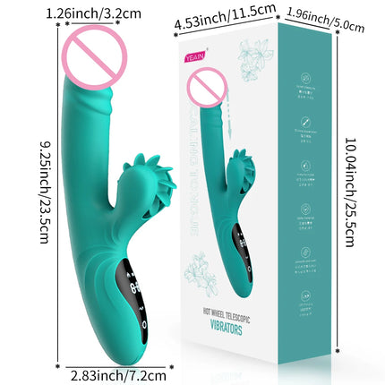 Silicone Rotating Telescopic Warming Vibrator for Couples Foreplay Sex, Clit Stimulation G-Spot Vibration Adult Toys for Women