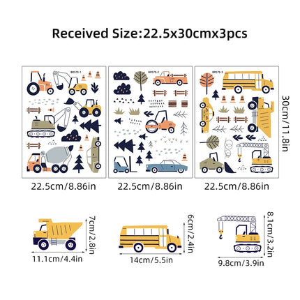 Cartoon Car Construction Truck Furniture Wall Stickers for Kids Room Living Room Wall Decals Baby Child Home Decoration Bedroom