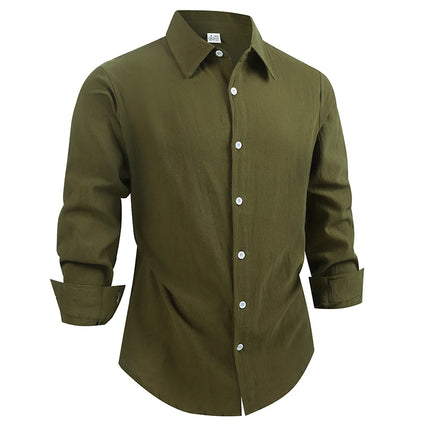 100% Linen Cotton Shirt Men Casual Fashion Male Clothing High Quality Tops Black White Shirts Business Long Sleeve Shirt Men
