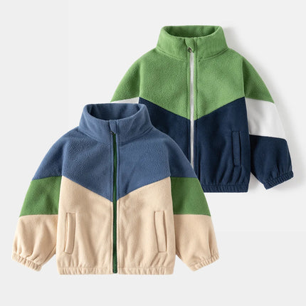 Winter Clothes Children's Clothing New Children's Polar Fleece Jacket Boy Baby Color Matching Casual Tops Casual Simple