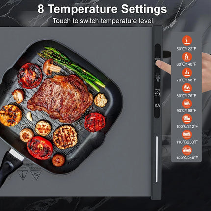 Electric Warming Tray Food Warmer Mat Foldable Table Plate Warmer Food Fast Heating Portable Electric Warming Tray 8 Tem Setting