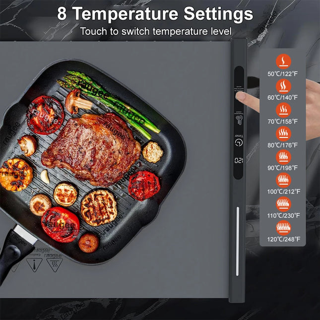 Electric Warming Tray Food Warmer Mat Foldable Table Plate Warmer Food Fast Heating Portable Electric Warming Tray 8 Tem Setting