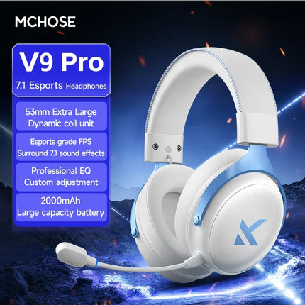 MCHOSE V9 Pro Gaming Headset Wireless 7.1 Channel Surround Sound Three Mode Low Latency Noise Canceling Mic for PS5 PC SWITCH