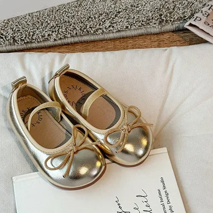 2024 Spring&Autumn Children's Little Leather Shoes for Girls Korean Girls' Soft Sole Bow Anti Slip Fashion Princess Single Shoes